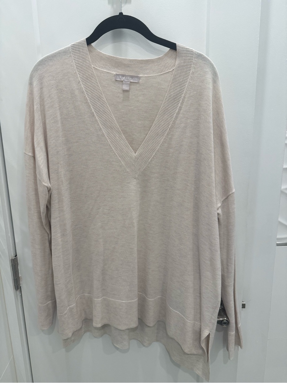 Chelsea28 Soft V-Neck Knit Pullover in Light Beige Really soft and comfy